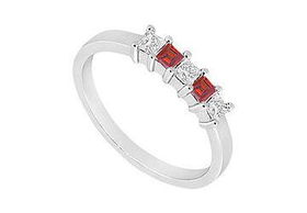 Ruby and Diamond Wedding Band : 14K White Gold - 1.00 CT TGW - Ring Size 9.0ruby 