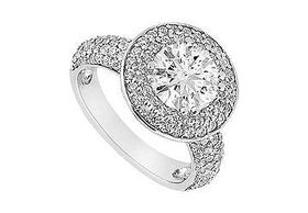 Diamond Engagement Ring : 14K White Gold - 1.25 CT Diamonds - Ring Size 9.5diamond 