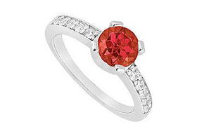Ruby and Diamond Engagement Ring : 14K White Gold - 0.66 CT TGW - Ring Size 9.5ruby 