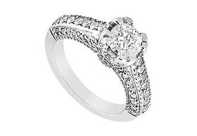 Diamond Engagement Ring : 14K White Gold - 1.00 CT Diamonds - Ring Size 9.0diamond 