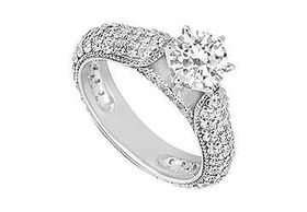 Diamond Engagement Ring : 14K White Gold - 1.50 CT Diamonds - Ring Size 9.0diamond 
