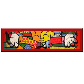 The Hug by Britto 3-D Laminated RED BACKGROUND Art  62 x 19hug 