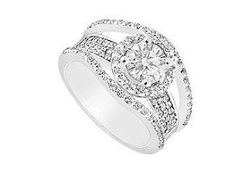 Diamond Engagement Ring : 14K White Gold - 1.25 CT Diamonds - Ring Size 9.0diamond 