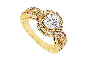 Diamond Engagement Ring : 14K Yellow Gold - 1.00 CT Diamonds - Ring Size 9.5diamond 