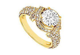 Diamond Engagement Ring : 14K Yellow Gold  1.25 CT Diamonds - Ring Size 9.5diamond 