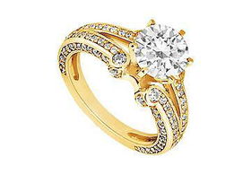 Diamond Engagement Ring : 14K Yellow Gold - 1.25 CT Diamonds - Ring Size 9.0diamond 