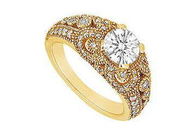 Diamond Engagement Ring : 14K Yellow Gold - 1.00 CT Diamonds - Ring Size 9.5diamond 