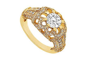 Diamond Engagement Ring : 14K Yellow Gold - 1.00 CT Diamonds - Ring Size 9.0diamond 