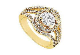 Diamond Engagement Ring : 14K Yellow Gold - 1.25 CT Diamonds - Ring Size 9.0diamond 
