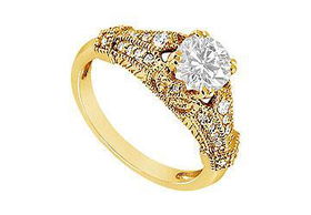 Diamond Engagement Ring : 14K Yellow Gold - 0.75 CT Diamonds - Ring Size 9.5diamond 