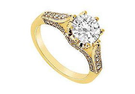 Diamond Engagement Ring : 14K Yellow Gold - 1.00 CT Diamonds - Ring Size 9.0diamond 