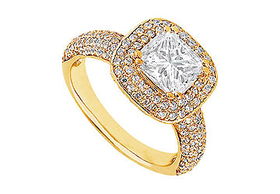Diamond Engagement Ring : 14K Yellow Gold - 1.50 CT Diamonds - Ring Size 9.0diamond 