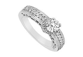 Diamond Engagement Ring : 14K White Gold - 0.75 CT Diamonds - Ring Size 9.0diamond 