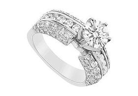 Diamond Engagement Ring : 14K White Gold - 2.75 CT Diamonds - Ring Size 9.5diamond 