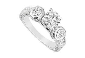 Diamond Engagement Ring : 14K White Gold - 1.50 CT Diamonds - Ring Size 9.5diamond 