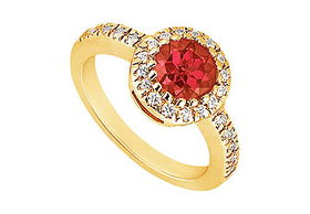Ruby and Diamond Engagement Ring : 14K Yellow Gold - 0.75 CT TGW - Ring Size 9.0ruby 