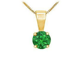 Emerald Solitaire Pendant : 14K Yellow Gold - 1.00 CT TGWemerald 