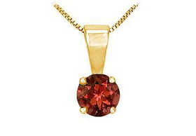 Garnet Solitaire Pendant : 14K Yellow Gold - 1.00 CT TGWgarnet 