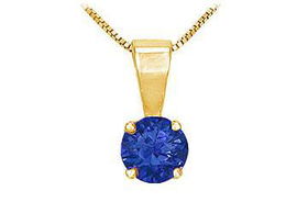 Sapphire Solitaire Pendant : 14K Yellow Gold - 1.00 CT TGWsapphire 