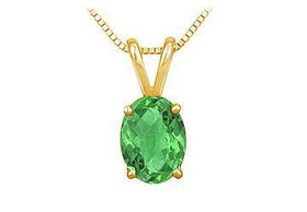 Emerald Solitaire Pendant : 14K Yellow Gold - 1.00 CT TGWemerald 