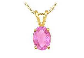 Pink Sapphire Solitaire Pendant : 14K Yellow Gold - 1.00 CT TGWpink 