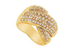 Diamond Crossover Ring : 14K Yellow Gold - 2.00 CT Diamonds - Ring Size 9.0diamond 