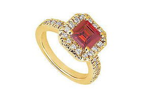 Ruby and Diamond Engagement Ring : 14K Yellow Gold - 1.00 CT TGW - Ring Size 9.5ruby 
