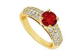 Ruby and Diamond Engagement Ring : 14K Yellow Gold - 1.50 TGW - Ring Size 9.5ruby 