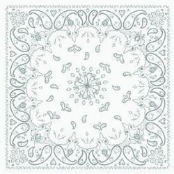 Bandanna, 100% Cotton, Paisley White, Premium, 22 x 22 in.bandanna 