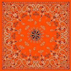 Bandanna, 100% Cotton, Paisley Orange, Premium, 22 x 22 in.bandanna 