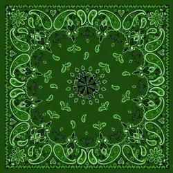 Bandanna, 100% Cotton, Paisley Green, Premium, 22 x 22 in.bandanna 
