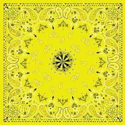 Bandanna, 100% Cotton, Paisley Yellow, Premium, 22 x 22 in.bandanna 