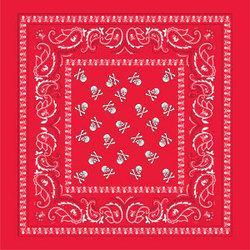 Bandanna, 100% Cotton, Red Pirate, 22 x 22 in.bandanna 