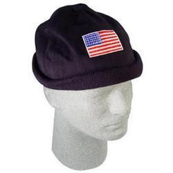 Skull Cap, Solid Black, Embroidered, USA Flag, 100% Cottonskull 