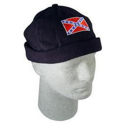 Skull Cap, Solid Black, Embroidered, Rebel Flag, 100% Cottonskull 