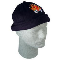 Skull Cap, Solid Black, Embroidered, Seven and Sevenskull 