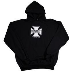 Men's, Hooded Sweatshirt, Iron Cross, Black/White, Large