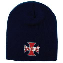 Beanie, Knit,  Embroidered, Iron Cross, Navy, 100% Acrylicbeanie 