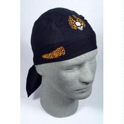 Flydanna, 100% Cotton, Embroidered, Skull w/Flameflydanna 