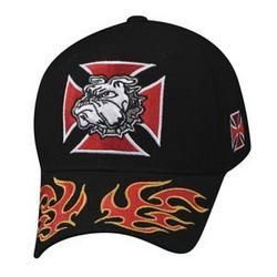 Cap, Black, Embroidered, Bulldog on Iron Cross Logocap 