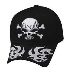 Cap, Black, Embroidered, Skull and Crossbones logo, Blk/Slvrcap 