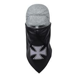 Leather Bandanna w/Fleece Lining, Embroidered, Iron Crossleather 