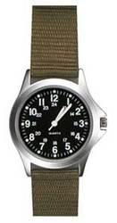 Field Watch, Khaki Nylon Strap, Black Facefield 
