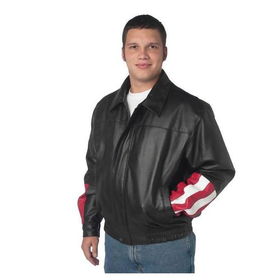 Diamond Plate&trade; USA/Eagle Solid Genuine Leather Bomber Jacket (2X)