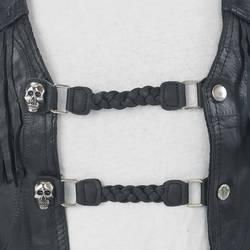 Diamond Plate Genuine Leather Vest Extender with a decorative skull