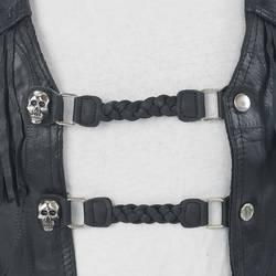 Diamond Plate Genuine Leather Vest Extender with a decorative skulldiamond 