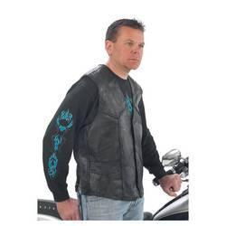 Rocky Ranch Hides&trade; Rock Design Genuine Hog Leather Biker Vest (Large)
