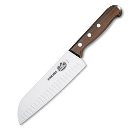 7 in. Santoku, Rosewood Handle, Granton Edge