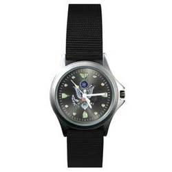 Field Watch, Black Nylon Strap, US Army Logo, Black Facefield 