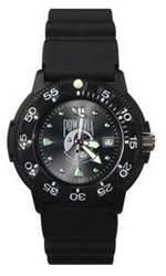 Dive Watch, Resin Case/Bezel, PU Band, POW/MIA, Black Facedive 